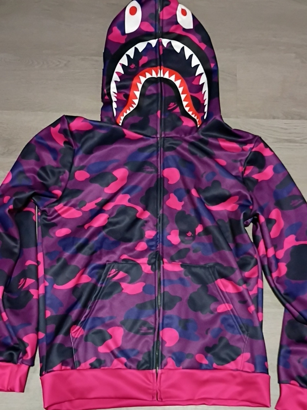 Purple & Pink Camo Shark Zip-up Hoodie